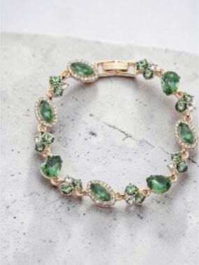 Givenchy Crystal and Gold-Tone Bracelet In Emerald - NWT In Gift Box